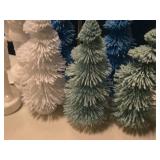 Lot of (7) Winter / Christmas Décor - (5) Trees and (2) Nutcrackers