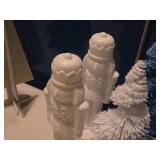 Lot of (7) Winter / Christmas Décor - (5) Trees and (2) Nutcrackers