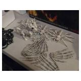 Lot of (10) Halloween Décor - Hard Plastic Skeleton Hands, Unicorns, Spiders