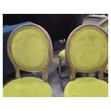 Lot of (2) Wood Frame Oval Back Accent Chairs by Linon Manchester (spring green/distressed wood)