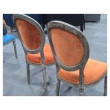 Lot of (2) Wood Frame Oval Back Accent Chairs by Linon Manchester (rustic orange/distressed wood)