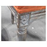 Lot of (2) Wood Frame Oval Back Accent Chairs by Linon Manchester (rustic orange/distressed wood)