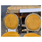 Lot of (2) Wood Frame Oval Back Accent Chairs by Linon Manchester (mustard/distressed wood)