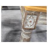 Lot of (2) Wood Frame Oval Back Accent Chairs by Linon Manchester (mustard/distressed wood)