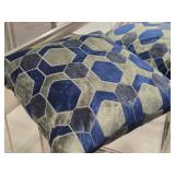 Lot of (2) 19" Hexagonal pattern Velvet Decorative Throw Pillows