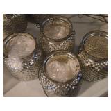 Lot of (4) Glass Hobnob Jar with Wire Hanger 5" (silver mercury)