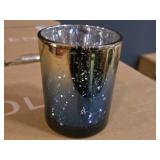 Lot of (3 Boxes) Volens Glass Votive / Tea Light Candleholder 12-count ( 36 total items ) (navy blue & gold)