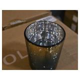 Lot of (3 Boxes) Volens Glass Votive / Tea Light Candleholder 12-count ( 36 total items ) (navy blue & gold)
