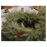 Lot of (3) Battery-Powered 24" Lighted Christmas Wreath w/ Hanging Strap