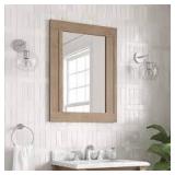 Home Decorators Collection Aberdeen 28 in. W x 40 in. H Rectangular Framed Wall Mount Bathroom Vanity Mirror in Antique Oak Customer Returns See  Pictures