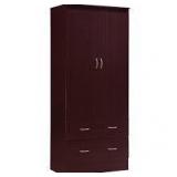 HODEDAH 2-Door Armoire with 2-Drawers in Mahogany  Customer Returns See Pictures
