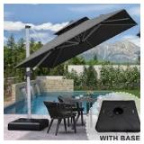 PURPLE LEAF 9 ft. Square High-Quality Aluminum Cantilever Outdoor Patio Umbrella with Stand, Gray Customer Returns See Pictures