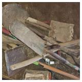 Lot of Shovels, Spades, and Forks