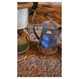 Coleman Lantern w/enamel Ware Coffee Pot