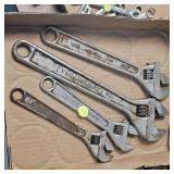 Lot of 4 Crescent wrenches as shown