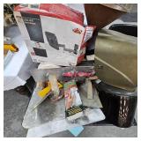 Lot of 2 Welding Masks, Taper, and Cement Tools and TV Mount