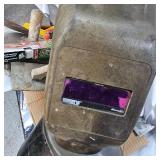 Lot of 2 Welding Masks, Taper, and Cement Tools and TV Mount