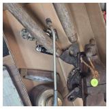 Lot of 3 Pocket Knives/Oil Can/Bench Vise and a pair of Spears