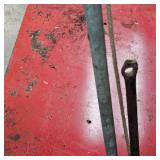 Lot of 3 Pocket Knives/Oil Can/Bench Vise and a pair of Spears