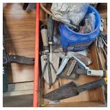 Lockback Knife, Garden Tools, Skill Saw Blades, and Misc bolts,Ubolts