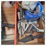 Lockback Knife, Garden Tools, Skill Saw Blades, and Misc bolts,Ubolts