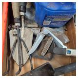 Lockback Knife, Garden Tools, Skill Saw Blades, and Misc bolts,Ubolts