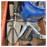 Lockback Knife, Garden Tools, Skill Saw Blades, and Misc bolts,Ubolts