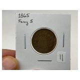 1865 Fancy 5 Two Cent Piece