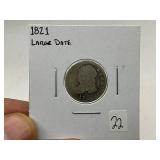 1821 Large Date Bust Silver Dime
