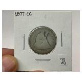 1877-CC Seated Silver Quarter