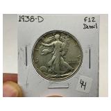 1938-D Silver Walking Liberty Half Dollar