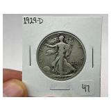 1929-D Silver Walking Liberty Half Dollar