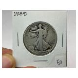1918-D Silver Walking Liberty Half Dollar