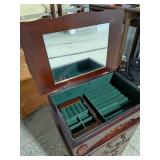 Standing 7-Drawer Wood Jewelry Armoire Chest w/ Mirror & Side Closets