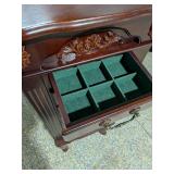 Standing 7-Drawer Wood Jewelry Armoire Chest w/ Mirror & Side Closets