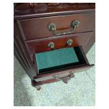 Standing 7-Drawer Wood Jewelry Armoire Chest w/ Mirror & Side Closets