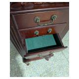 Standing 7-Drawer Wood Jewelry Armoire Chest w/ Mirror & Side Closets
