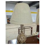 Vintage Mid-Century Ceramic Table Lamp w/ Gold Gilt Floral & Ornate Base