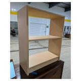 Small Modern Light Wood-Look 2-Shelf Countertop Hutch Bookcase