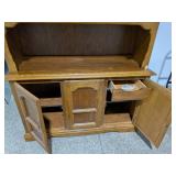 Traditional Oak China Hutch & Buffet Cabinet 76.25" Tall