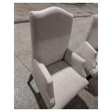Pair of Upholstered High Back Dining Arm Chairs Neutral Fabric