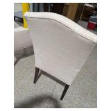 Pair of Upholstered High Back Dining Arm Chairs Neutral Fabric