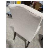 Pair of Upholstered High Back Dining Arm Chairs Neutral Fabric