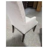 Pair of Upholstered High Back Dining Arm Chairs Neutral Fabric