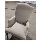 Pair of Upholstered High Back Dining Arm Chairs Neutral Fabric