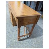 Small Faux-Pine Student Desk 4-Drawer Kneehole w/ Turned Legs