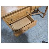 Small Faux-Pine Student Desk 4-Drawer Kneehole w/ Turned Legs
