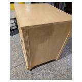 Antique / Vintage Wheeled 2-Door Washstand Cabinet Yellow Paint Finish