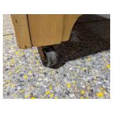 Antique / Vintage Wheeled 2-Door Washstand Cabinet Yellow Paint Finish