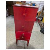 Tall Red Wood Jewelry Cabinet by Lori Greiner 4-Section Storage